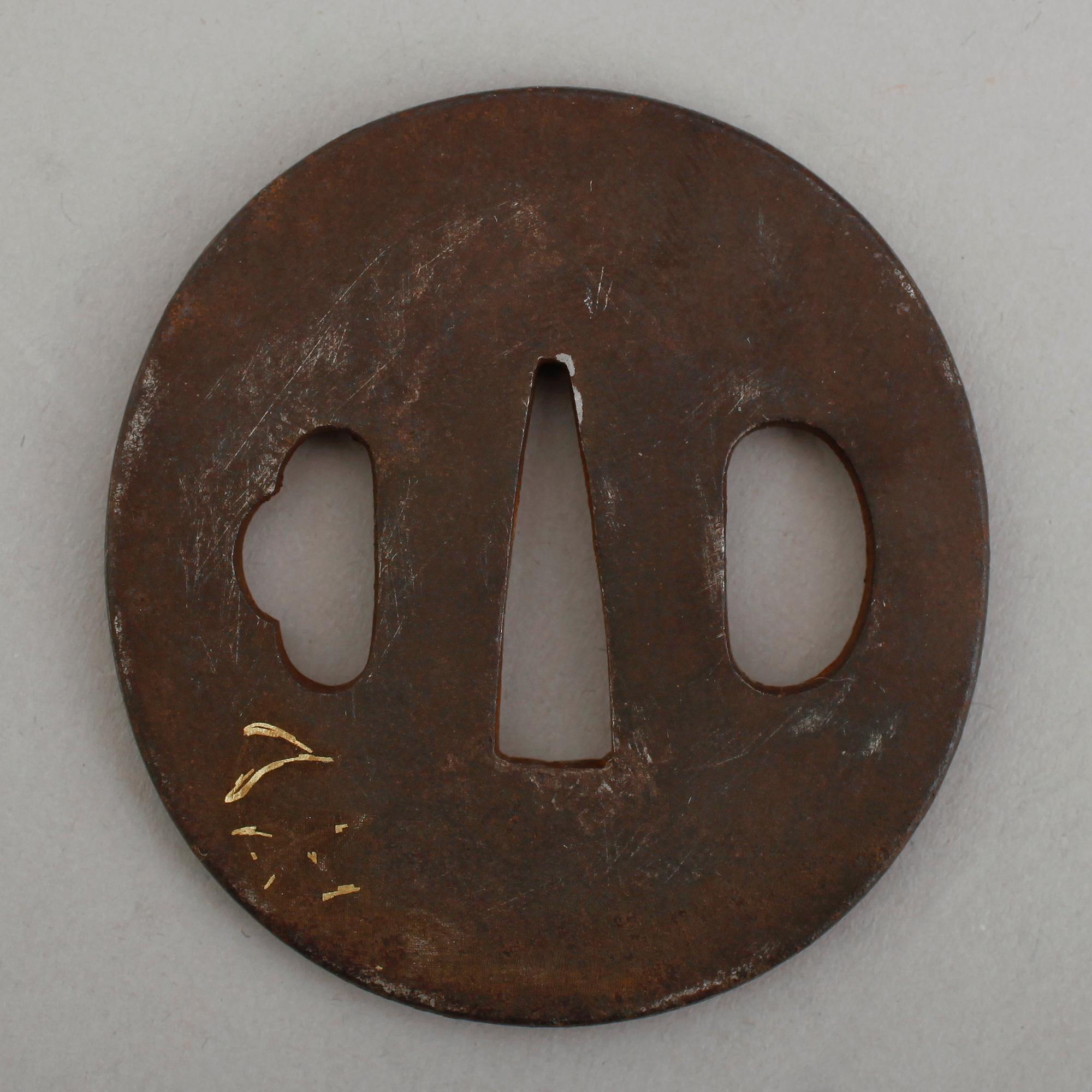 TSUBA, järn, Japan, Mitsumasa, 1700-tal.