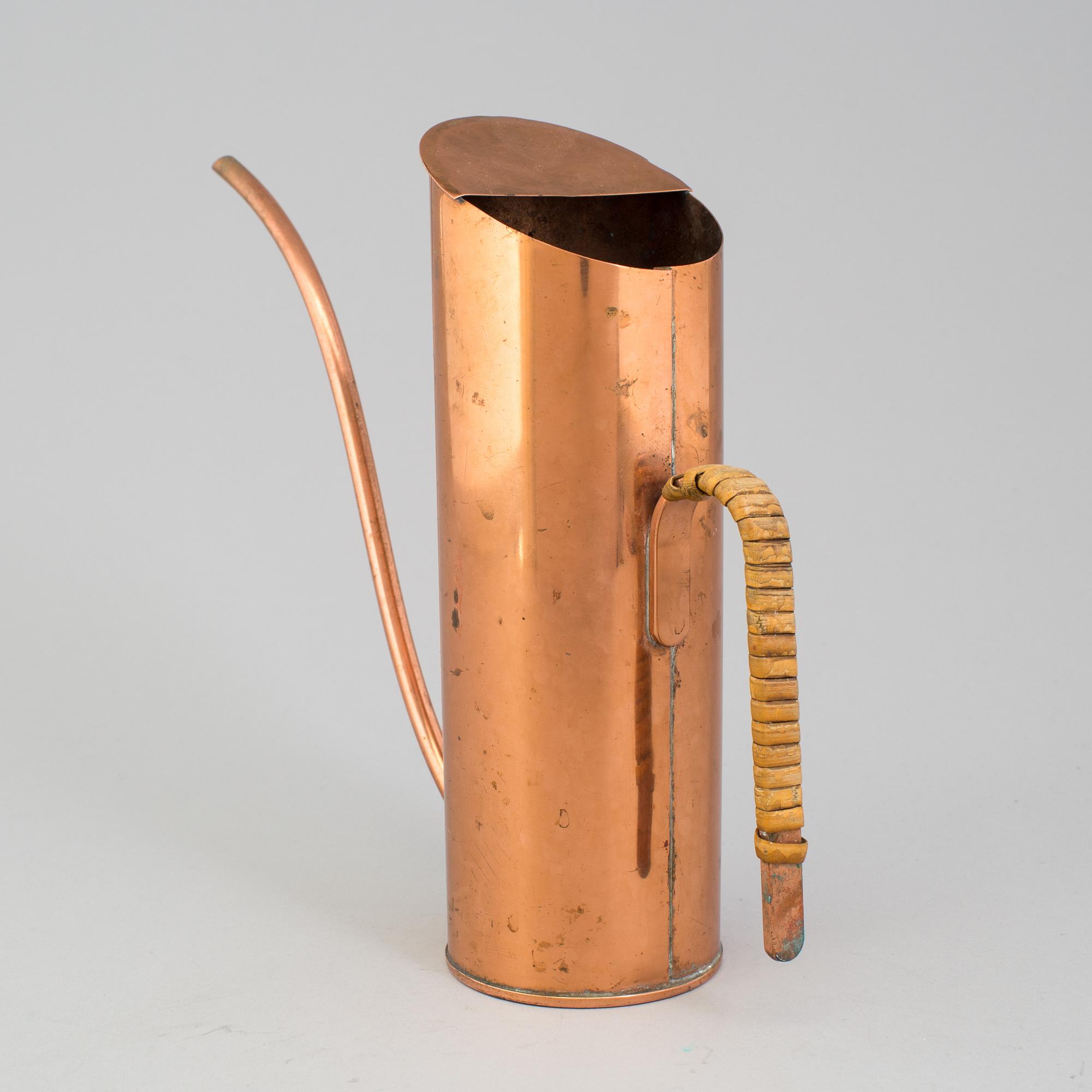GUNNAR ANDER, vattenkanna, koppar, Ystad Metall, 1900-talets mitt.