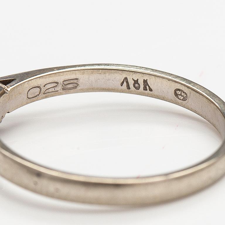 An 18K white gold ring with a ca. 0.25 ct diamond according to engraving. Swedish import mark.