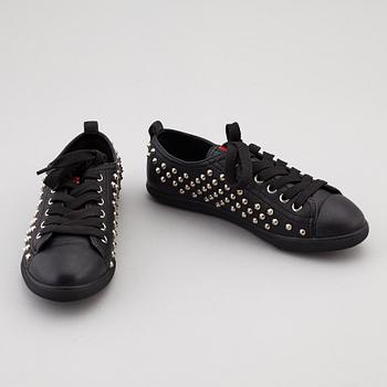PRADA, two pairs of leather sneakers, size 35,5.
