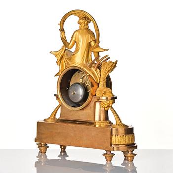 A French Empire mantle clock, early 19th century.