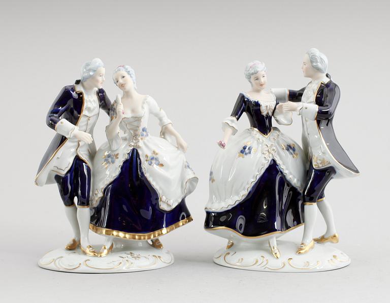 FIGURGRUPPER, 2 st, porslin, Royal Dux, 1900-talets mitt.