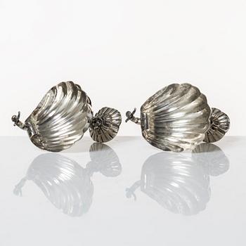 Salt cellars, a pair, silver, Empire style, 20th century.