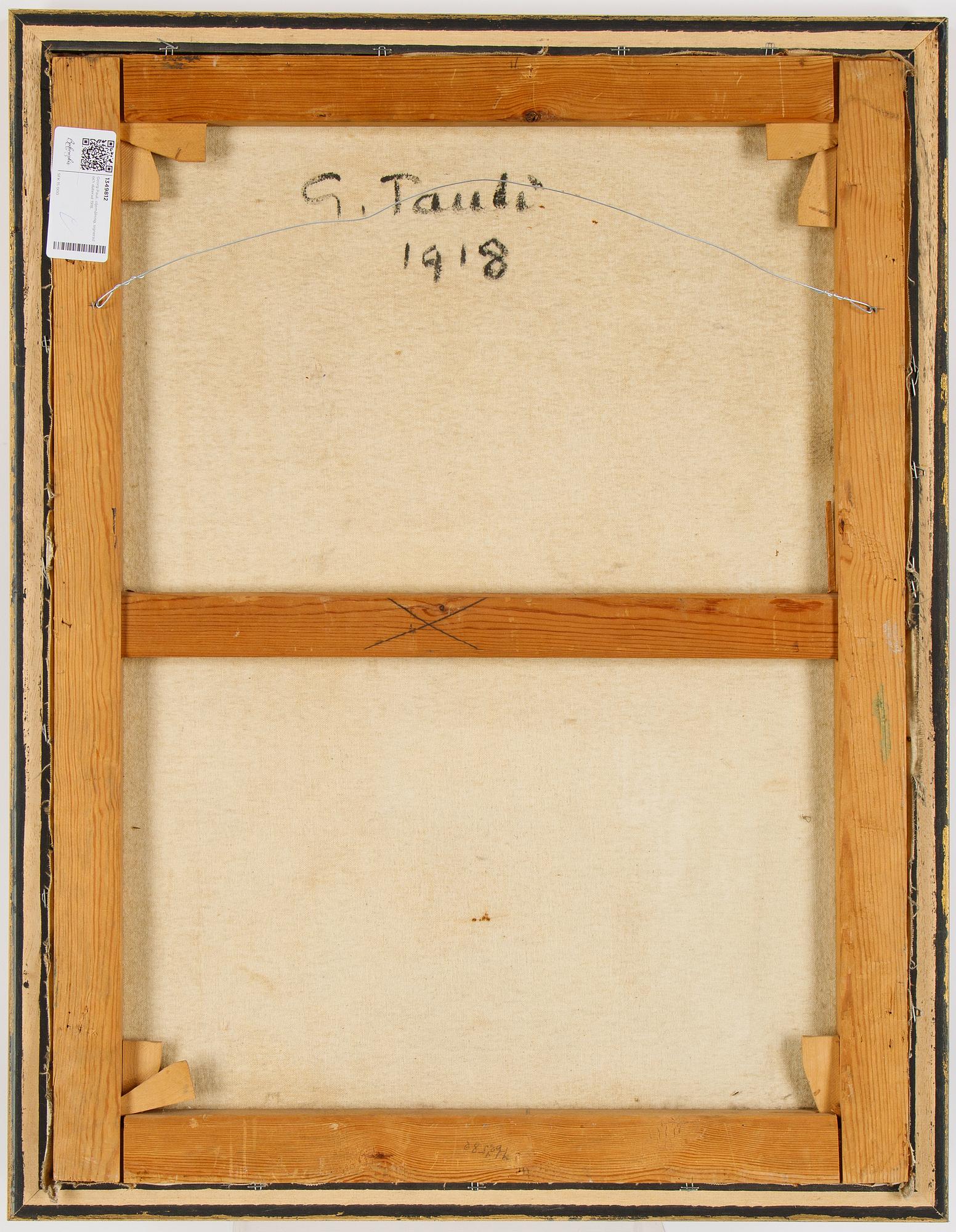 Georg Pauli, oil on canvas, signed. Dated 1918 verso.