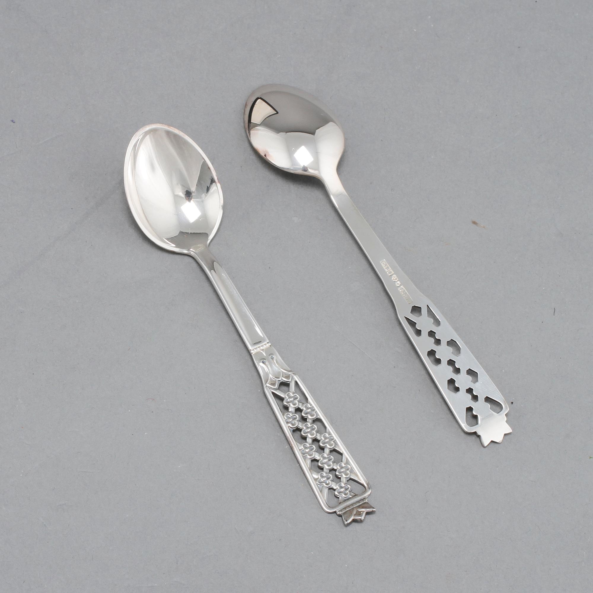 KAFFESKEDAR, 12 st, silver, Ceson, Göteborg, 1989, vikt 119 g.