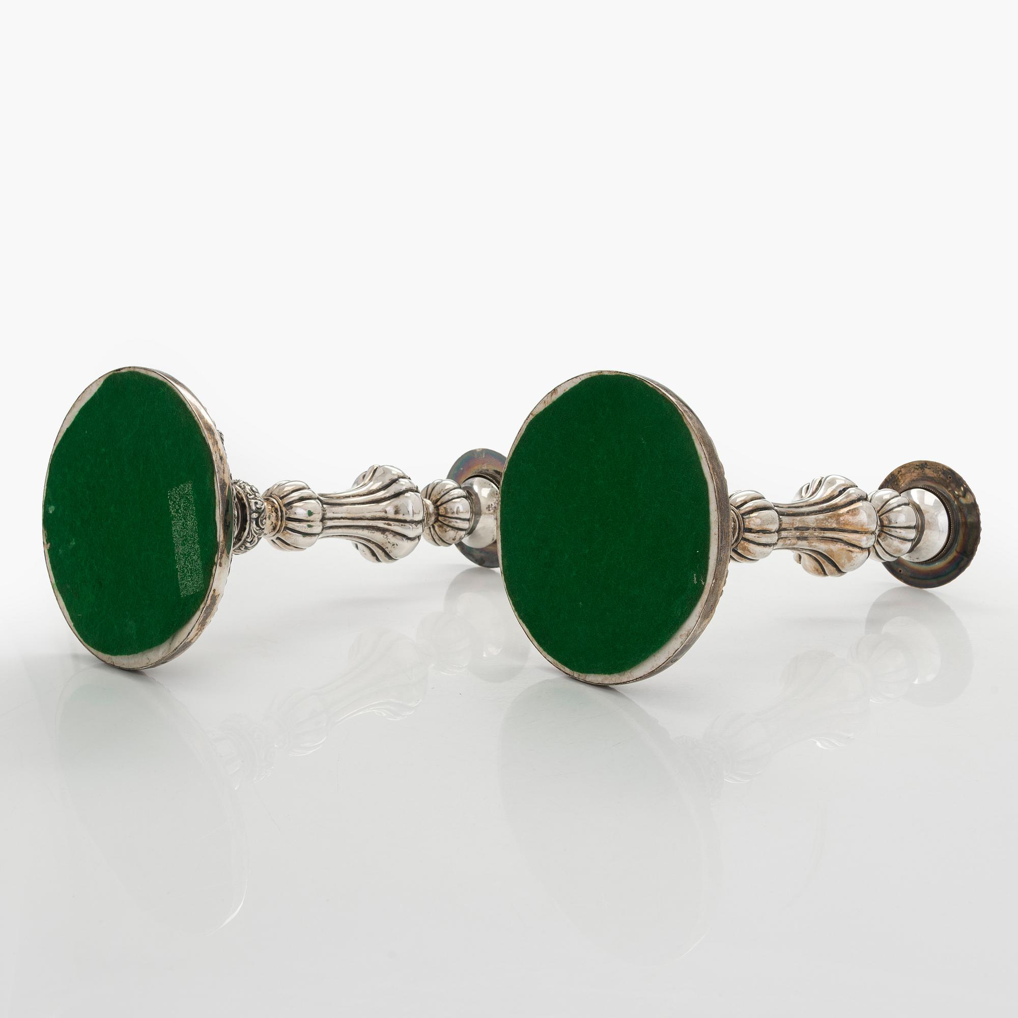 A pair of silver candelabras, a pair, Belgium 1831-1868.