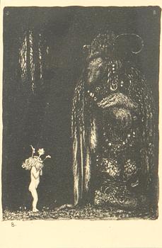 John Bauer, "-Such a miserable little pale-nose! said the troll.".