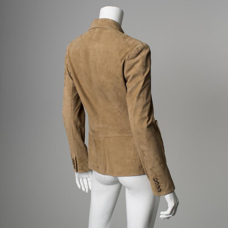 A suede jacket by Ralph Lauren.