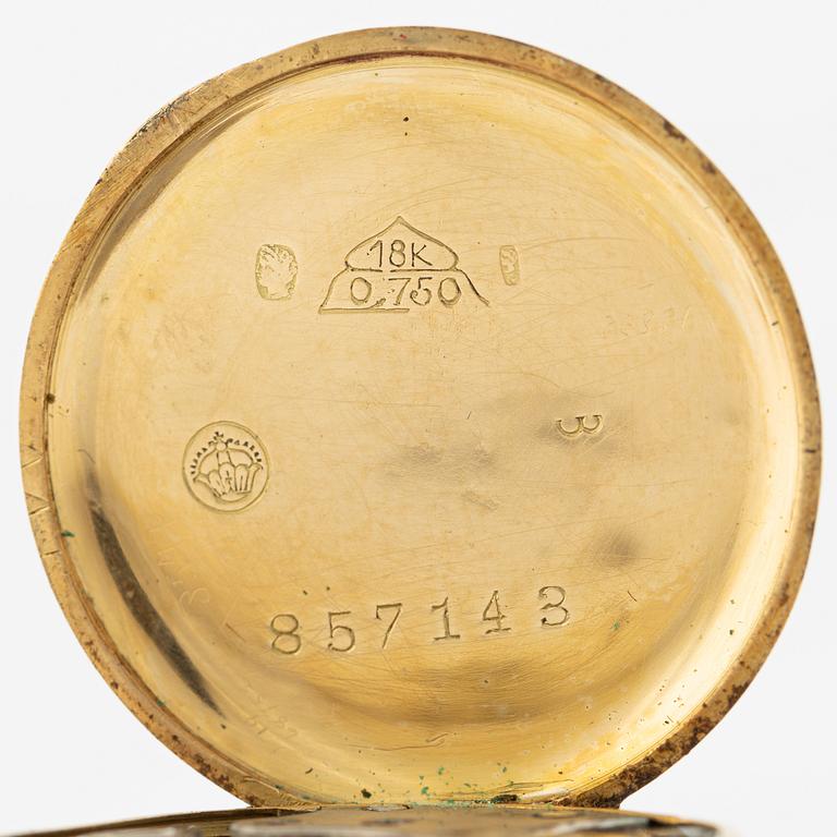 Watch with brooch, 18K gold with turquoise stones.