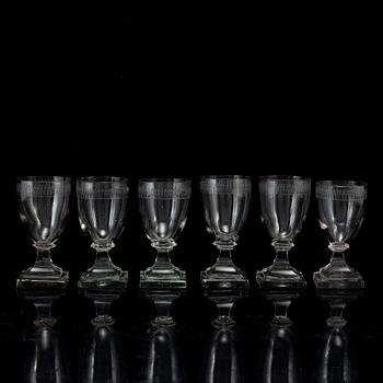 A set of six wine glasses, early 19th century.