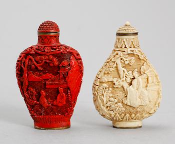 SNUSFLASKOR, lackarbeten, Kina, 1900-tal.