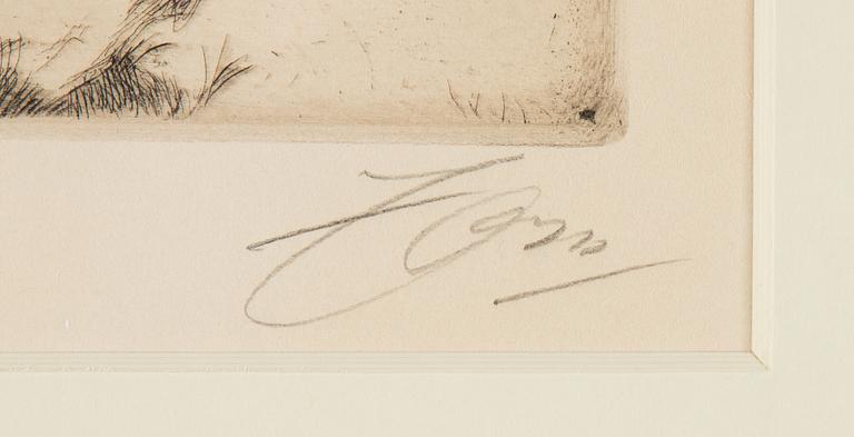 Anders Zorn, etching, 1911, signed in pencil.