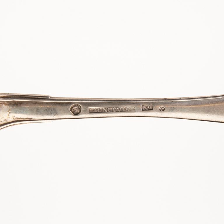 Collection of tablespoons, 28 pieces, silver, by 9 different master silversmiths, Kristianstad, 18th/19th century.