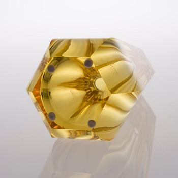 A Yellow Crystal Vase by Moser, Czech.