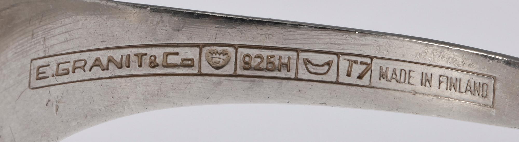 ARMRING samt RING, sterlingsilver, röktopas, Erik Granit & Co, Helsingfors 1960-tal.