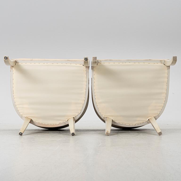 A pair of late Gustavian style armchairs, late 20th Century.