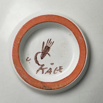 Wilhelm Kåge, two faience dishes, Gustavsbergs studio, Sweden, 1940's.