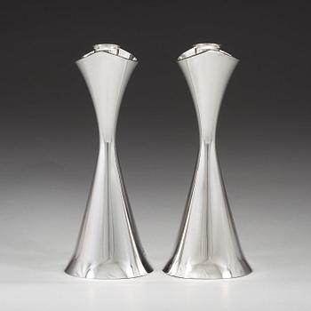 Helge Lindgren, a pair of silver candlesticks by K Andersson, Stockholm 1960.