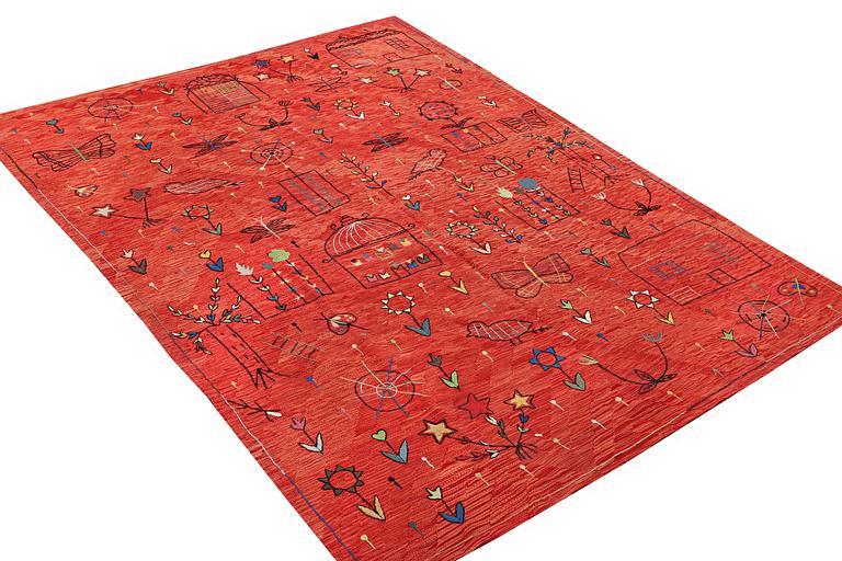 A carpet, Kilim, figural, c. 282 x 198 cm.