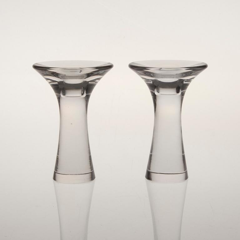LJUSSTAKAR, ett par, glas, signerade Tapio Wirkkala Iittala -56/-57.