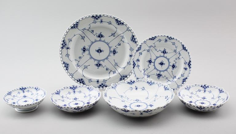 SERVISPORSLIN, 6 delar, musselmalet, Royal Copenhagen.