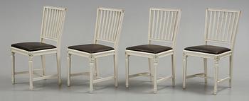 MATGRUPP, 5 delar + 2 iläggsskivor, gustaviansk stil, 1900-tal.
