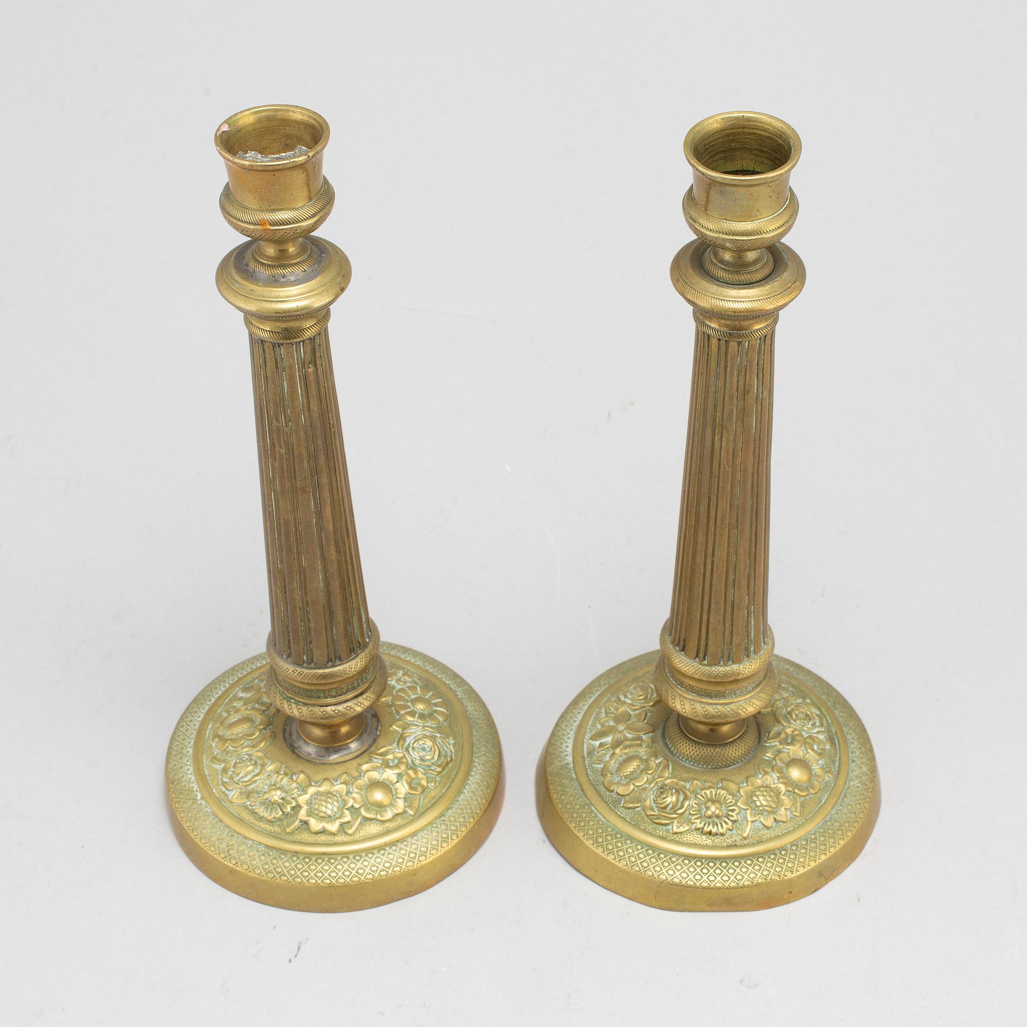 LJUSSTAKAR, ett par, brons, empire, Frankrike, 1800-talets första hälft.