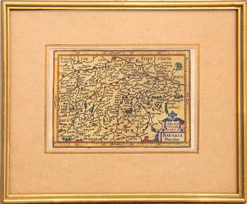 Johannes Janssonius  karta "Bavaria Ducatus" 16/1700-tal kolorerat kopparstick.