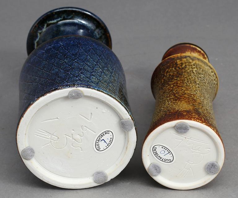 VASER 2 st, Stig Lindberg, Gustavsberg studio. Stengods.