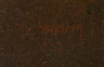 Jukka Saarinen, olja på pannå, signerad.