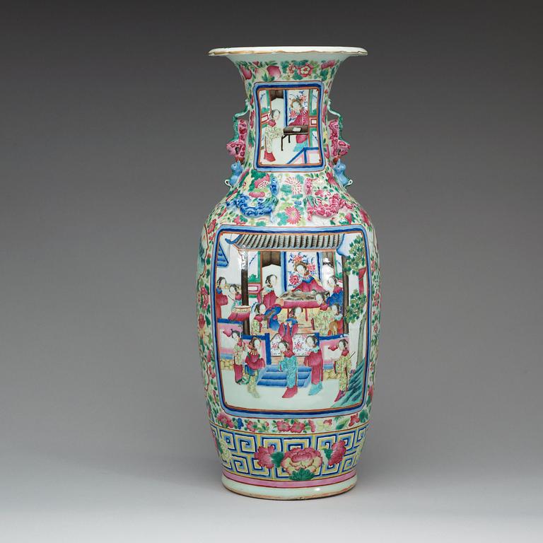 A famille rose vase, late Qing dynasty.