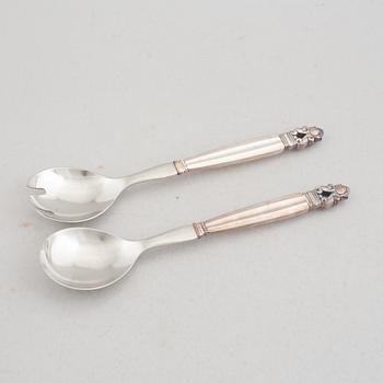 Johan Rohde, a 63-piece sterling silver flat wear set, "Konge"/"Acorn", Georg Jensen, Denmark.
