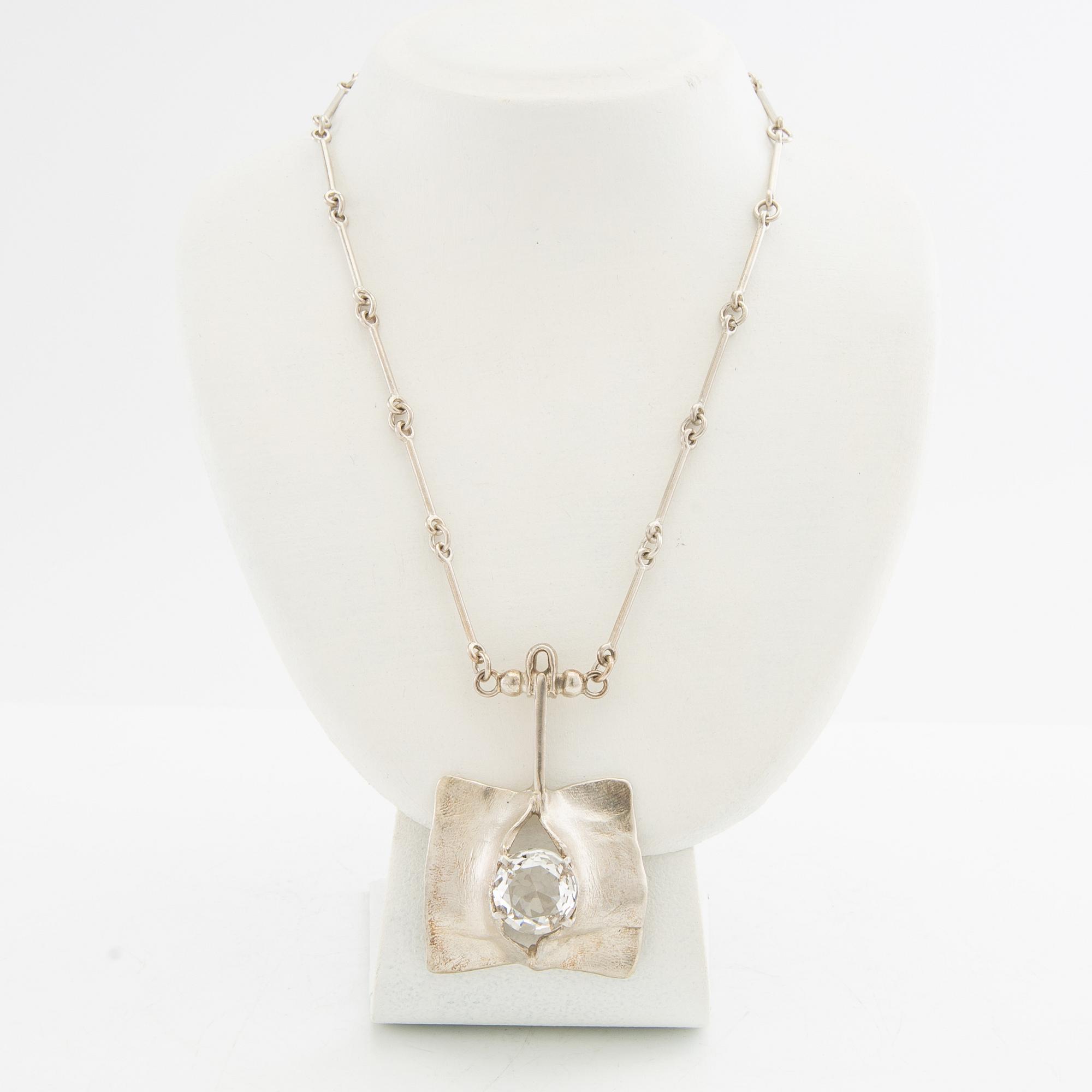 Magnus G:son Liedholm, necklace sterling silver and rock crystal signed.