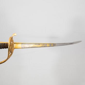 A Swedish infantry officer's sabre, 1859 pattern, with scabbard.