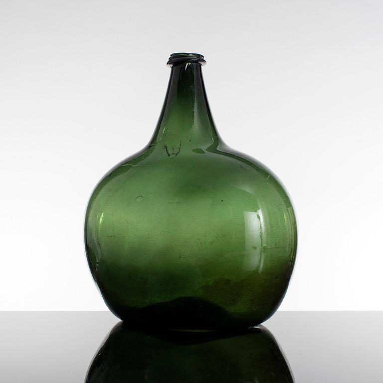 FLASKA, gröntonat glas, 1700-/1800-tal.