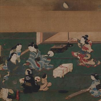 Okänd konstnär, diptyk, del av Makimono. Japan, Edo (1603-1868).