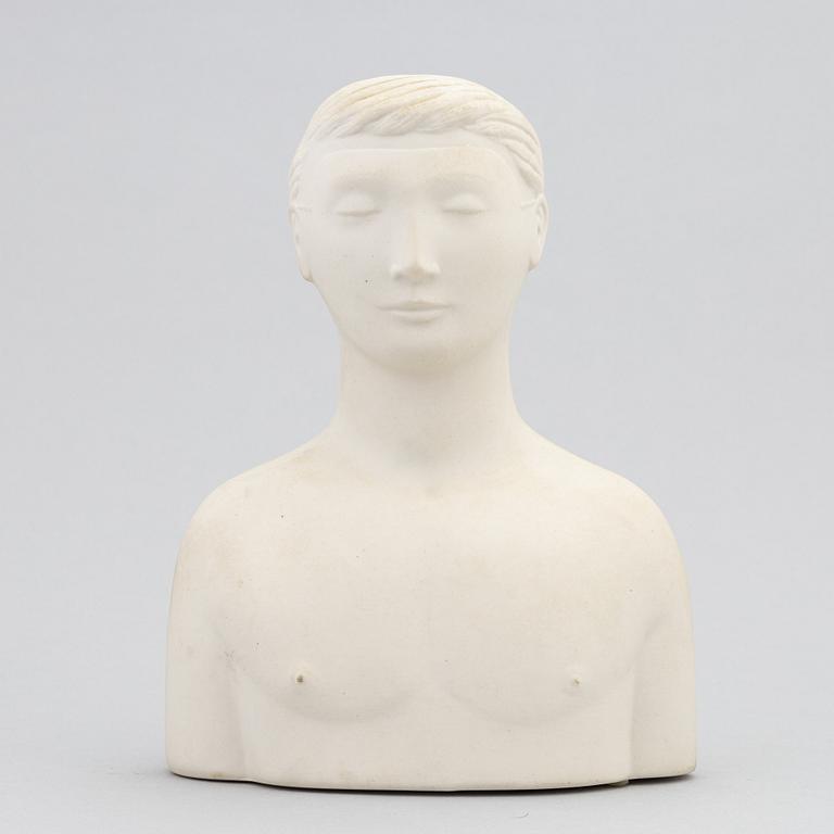 Stig Lindberg, skulptur, parian, "Mannen med masken", Gustavsberg.
