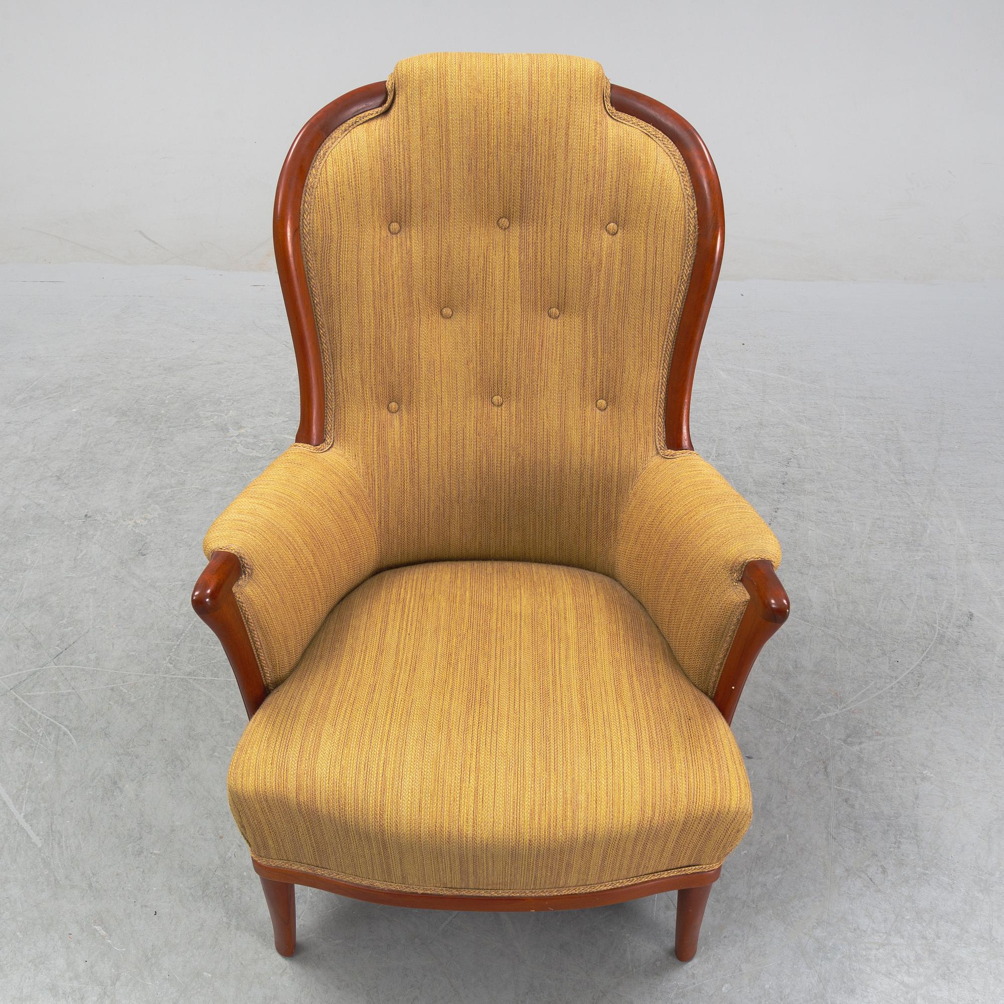 Carl Malmsten, a 'Vår Fru' mahogany easy chair, AB O.H. Sjögren, Tranås.