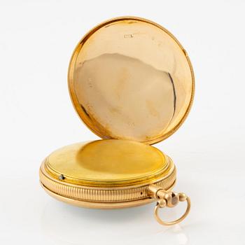 A possibly swiss 18k gold striking pocket watch, early 19th century.