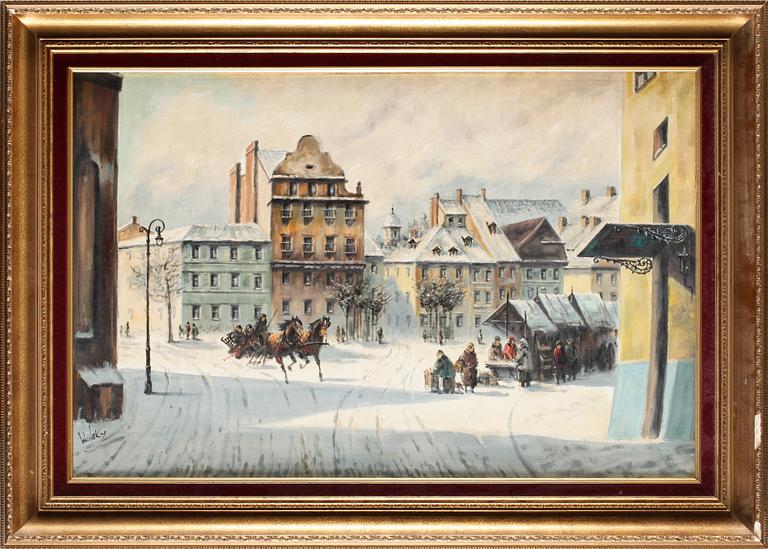 OKÄND KONSTNÄR, olja på duk, sign Wolsky, 1900-talets andra hälft.