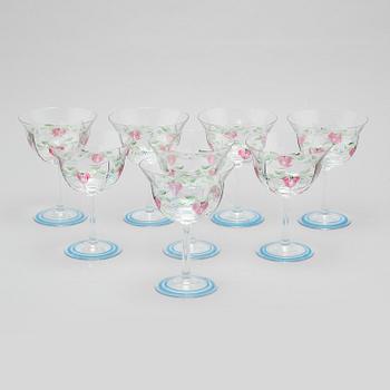 eight champage glasses, "Maja", Orrefors.