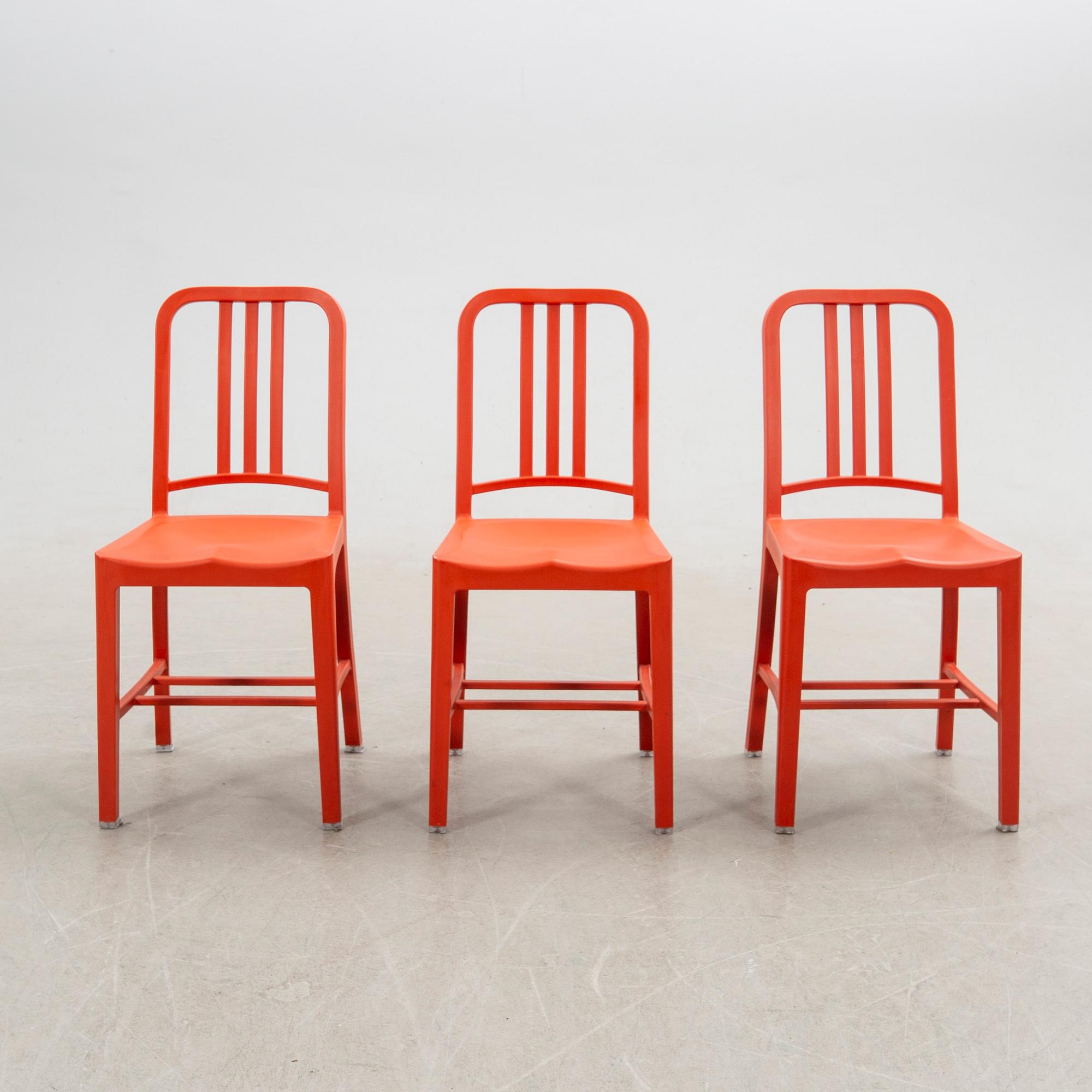 Stolar, 6 st, "111 Navy Chair", Emeco & Coca-Cola. USA 2000-tal.