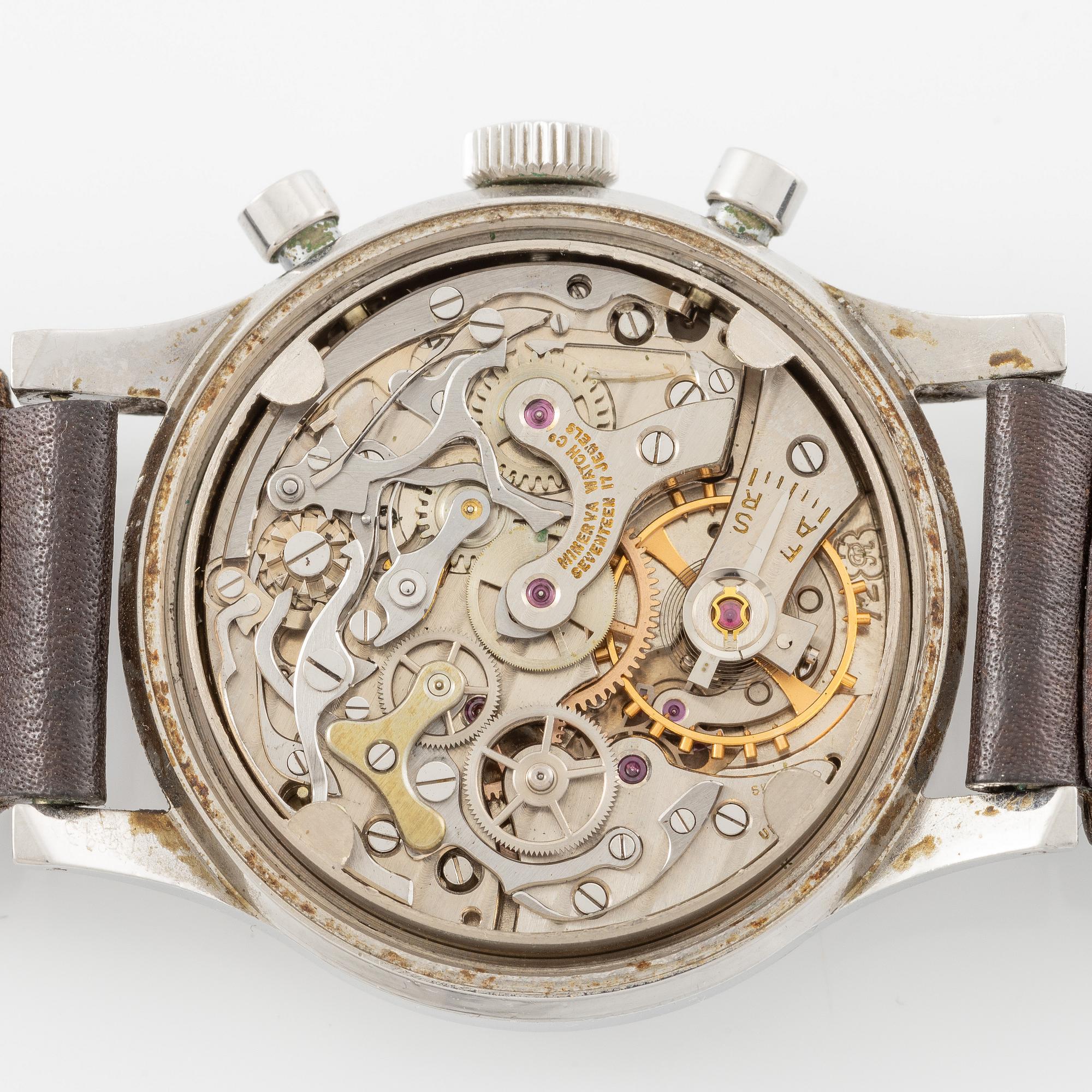 Minerva, "Red Decimal Scale", chronograph, ca 1955.