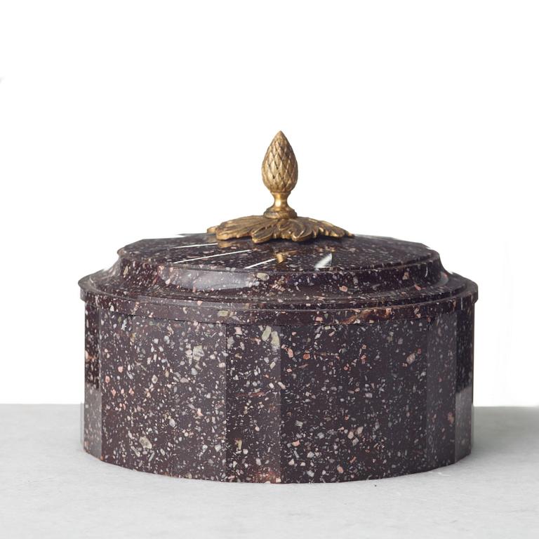 A Swedish Empire 19th century porphyry butter box.