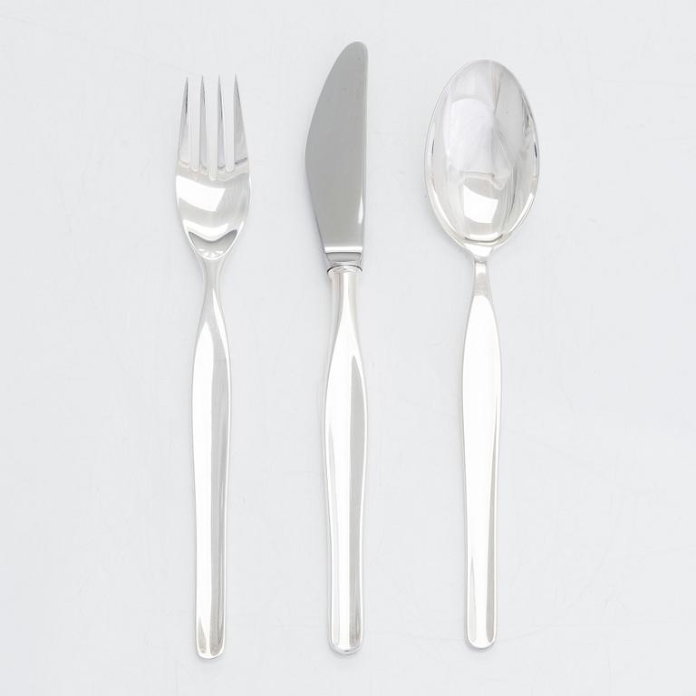 Tapio Wirkkala, bestickuppsättning, 19 dlr, silver, "Tapio", Kultakeskus, Tavastehus 1980-tal.