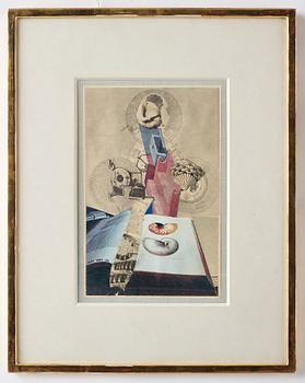 Endre Nemes, collage, signerad och daterad 1966.
