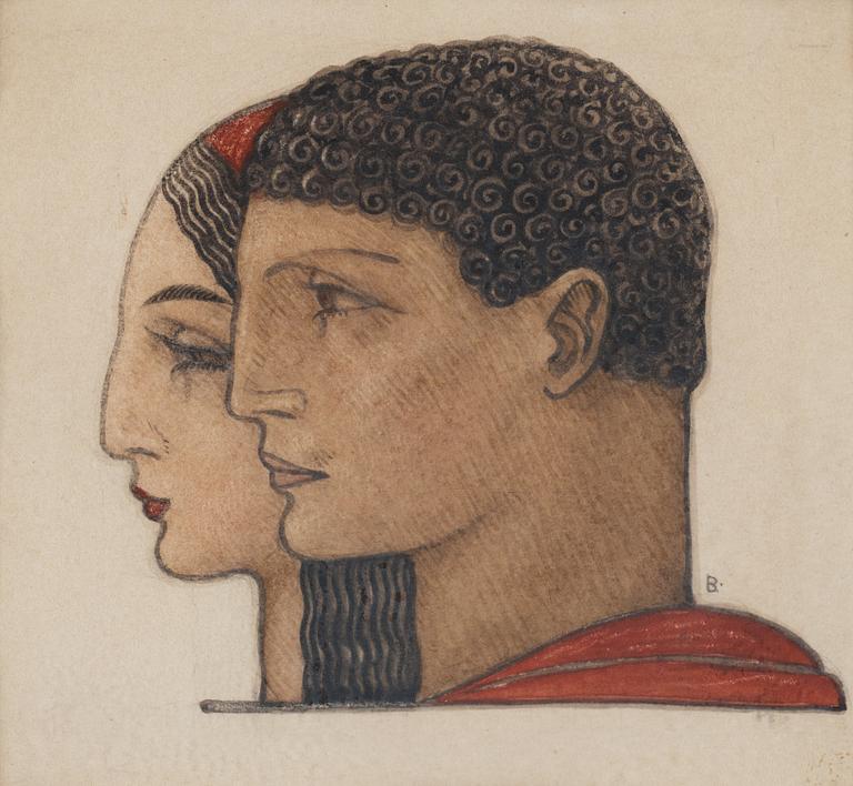 John Bauer, Antikiserande huvuden i profil.