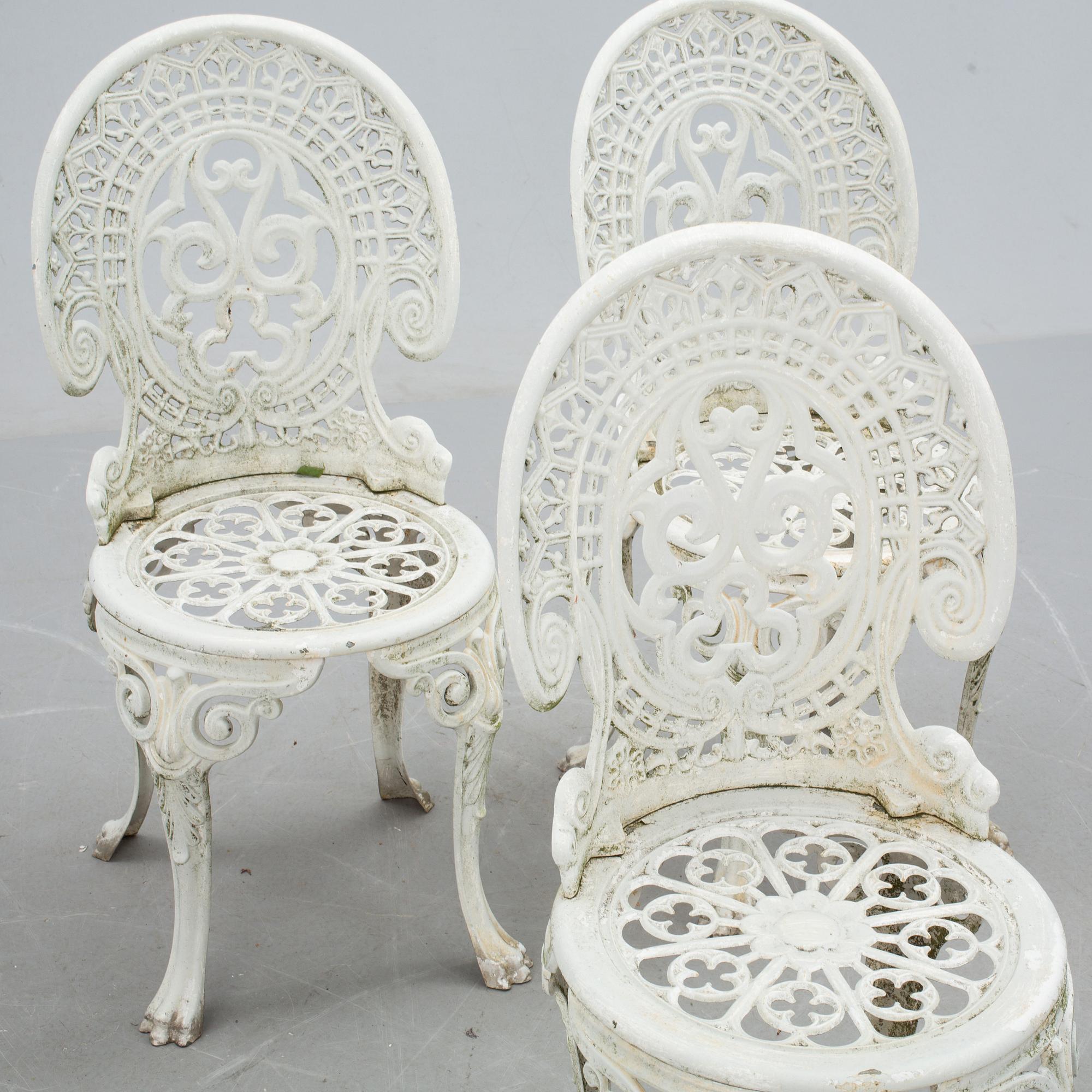 TRÄDGÅRDSMÖBEL, 4 delar, lättmetall, 1900-talets senare del.