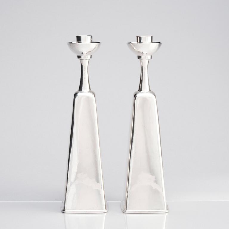 Claës Giertta, a pair of silver candlesticks, Stockholm 1961.