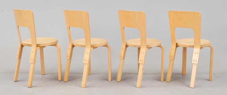 STOLAR, 4 st, modell 66, Alvar Aalto, Artek, 1900-talets senare hälft.